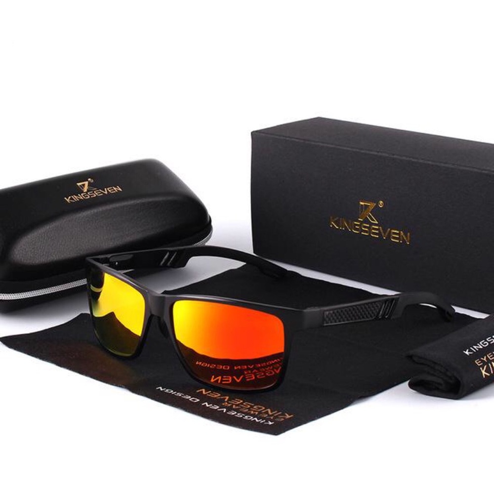 KINGSEVEN Red Mirrored Aluminum Polarized Sunglasses